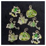 8 Green Enamel Frog Charms in Pairs