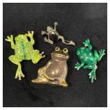 Four Frog Brooches