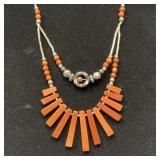 Goldstone Beaded Necklace with Silver Accents