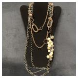 Two Long Metallic Statement Necklaces