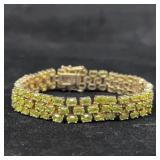 Sterling Silver Bracelet with Green Stones