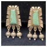 Sterling Silver and Turquoise Clip Earrings