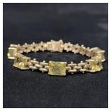 Sterling Silver Bracelet with Pale Yellow Gem