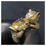 Gold Tone Squirrel Ring, Size 7