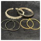 Two Bracelets and Two Pairs of Hoop Earrings