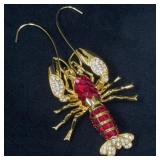 Nolan Miller Lobster Pin with Red and ClearCr