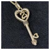 Jane Seymour Sterling Open Hearts Key Pendant