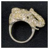 Silver Tone Elephant Ring, Size 7