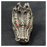 Silver Tone Dragon Statement Ring, Size 9.5