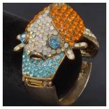 Rhinestone Goldfish Hinge Bangle Bracelet