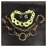 Metal and Tortoise Shell Belt, Necklace, and