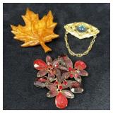 Three Vintage Brooches Assortment