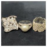 Three Silver Tone and Rhinestone Cocktailï¿½Rï¿½R