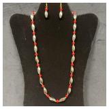Beaded Necklace and Earring Set, 22"