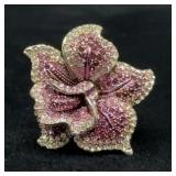 Pink Orchid Cocktail Ring, Size 7