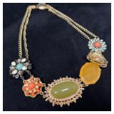 Multi-Stone Statement Necklace With Floral Be