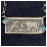J Delgarito Sterling Turquoise Horse Necklace