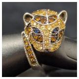 Vintage Sterling Silver Tiger Ring, Size 6.5