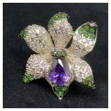 Orchid Cocktail Ring with Gemstones