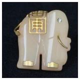 Stone Elephant Scarf Ring with Gold Tone Acc