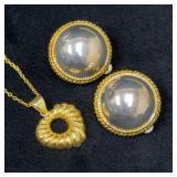 Sterling Silver 925 Gold-Tone Pendant and E.