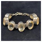 Sterling Silver Carved Crystal Bracelet