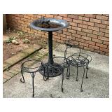Metal Bird Bath With Four Plant Stands