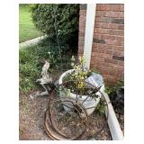 Outdoor Decor Lot: Planter, Drifwood, Metal