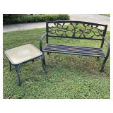 Metal Garden Bench and Table Set