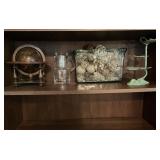 Eclectic Decorative Shelf Lot With Globe