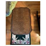 Wood Side Table with Rug, 18' Tall