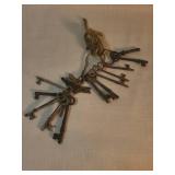 12 Iron Skeleton Keys on Cord