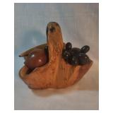 Carved berl Wood Basket  Wooden Fruit