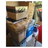 Six Totes Bedding, Blankets, Pillows etc
