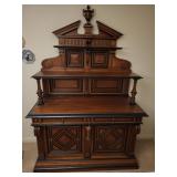 Ornate Wooden Sideboard With Hutch