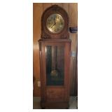 Wood Case Grandfather Clock with Brass Weighs