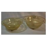 Ribbed Amber Glass Mixing Bowls