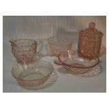 Pink Depression Glass Tableware Set