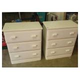 White Wooden Three-Drawer Chests