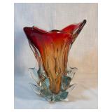 Murano Style Art Glass Vase, 12 Inches Tall