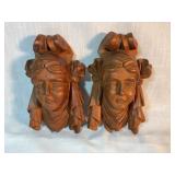 Hand-Carved Wooden Wall Corbels