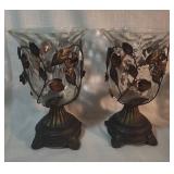 Glass Vase Urns with Metal Floral candle holders