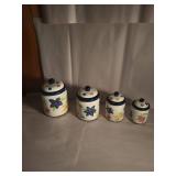 4 Ceramic Floral Canisters With Lids