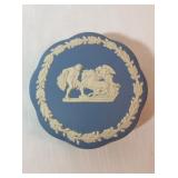 Blue Jasperware Powder Box with Cameo Relief