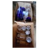 Two Boxes of Old Bottles and Storage Jars