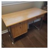 Wood Desk with Metal Legs and Drawers