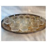 12 Glass Baskets with Oval Metal Tray