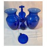 Five Cobalt Blue Glass Vessels