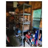 15 sections of metal shelving.