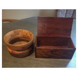 Handcrafted Wood Bowl and Lidded Box Set
